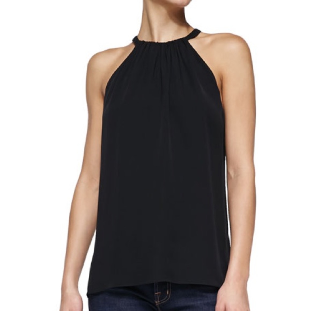 Diane von furstenberg pania spotted pattern silk top M black and white
